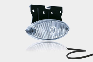 LED markeringslicht ovaal wit met steun | 12-24v | 50cm. kabel-image