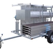 steiger met aanhanger werkhoogte 8m €40 p/dag 1 week €150 p/week. alleen de steiger : 1 dag €30 incl btw 1 week €120 incl btw